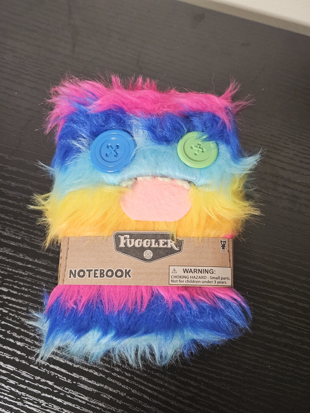 Fuggler Rainbow Furry Plush Notebook Journal Button Eyes Human Teeth NWT